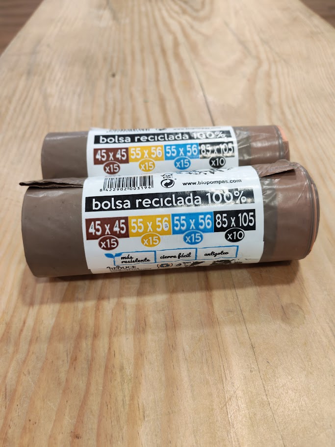 Bosses d'escombreries plàstic reciclat Marró 45x45 15l.